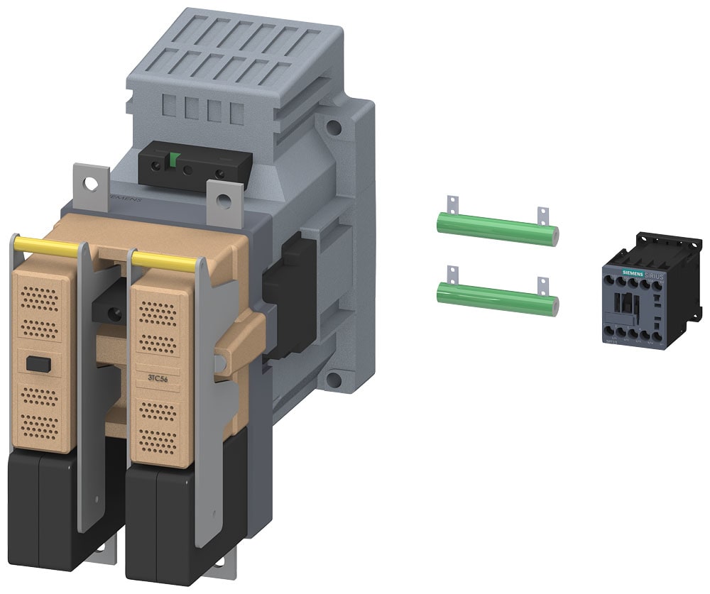 SIEMENS - SIE3TC56170LB4 Contattore gr. costr. 12, a 2 poli., DC-3 e 5, 400 A con 750 V, blocchetto di contatti ausiliari 21 (2NO+1NC)