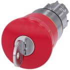 SIEMENS - SIE3SU10501HH200AA0 Pulsante a fungo di ARRESTO DI EMERGENZA, 22 mm, rotondo, in metallo lucido, colore rosso, con serratura Ronis