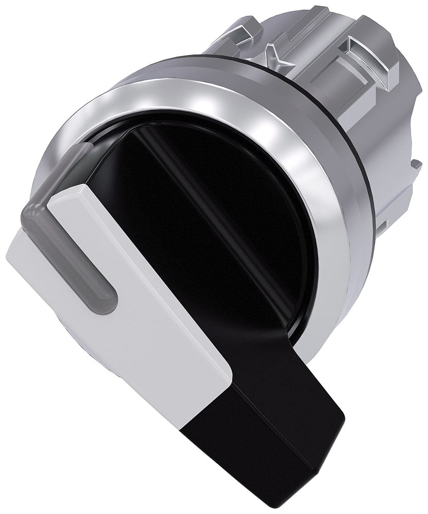 SIEMENS - SIE3SU10522CF600AA0 Selettore, illuminabile, 22 mm, rotondo, in metallo lucido, bianco