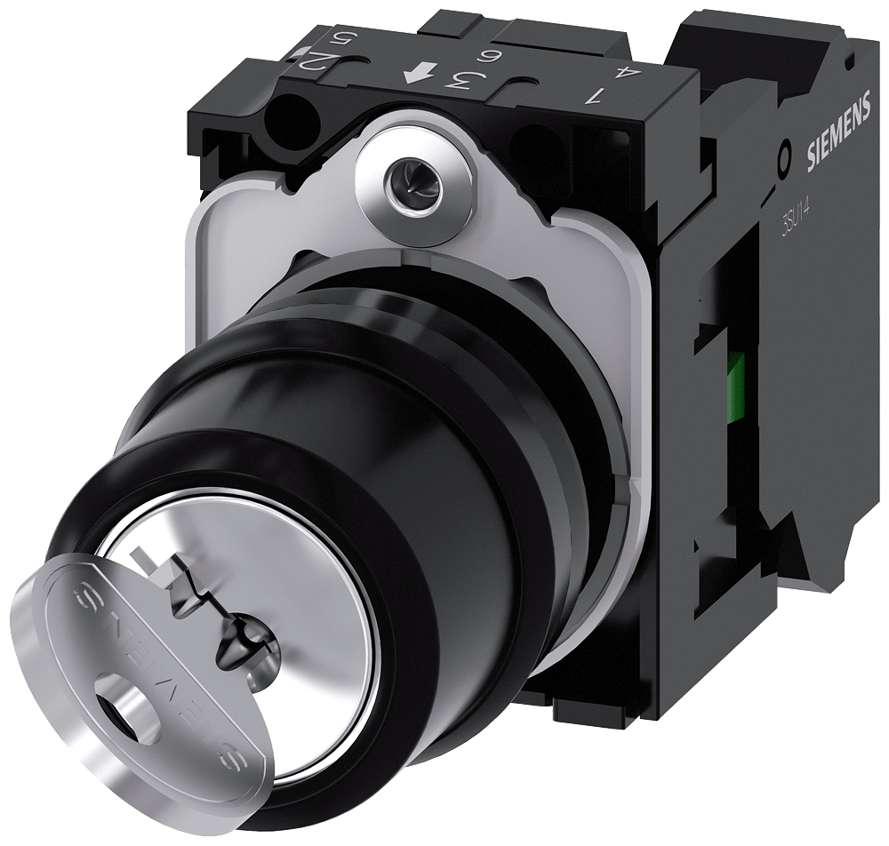 SIEMENS - SIE3SU11004BF113BA0 Selettore a chiave RONIS, 22 mm, rotondo, in plastica, estrazione chiave O+I, 1NO