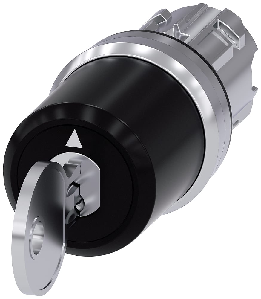 SIEMENS - SIE3SU10505BL110AA0 Selettore a chiave Siemens, C, 22 mm, rotondo, in metallo, lucido, estrazione chiave I+O+II