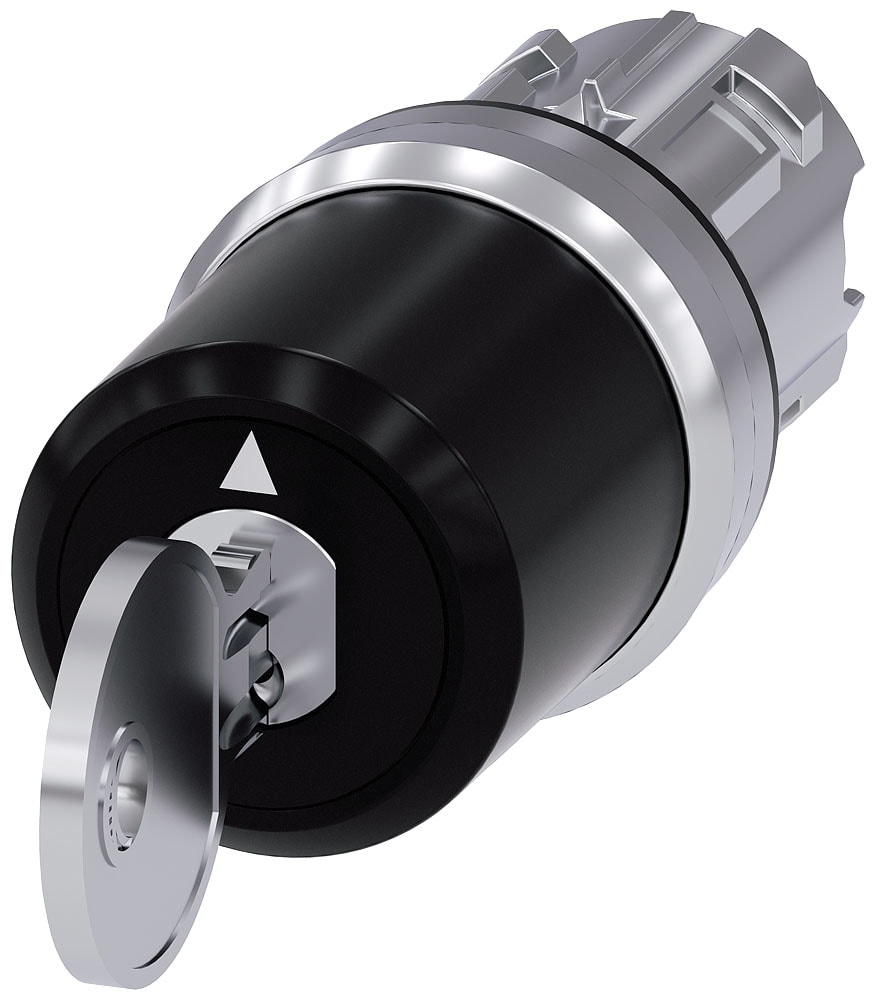 SIEMENS - SIE3SU10505PL010AA0 Selettore a chiave Siemens, B, 22 mm, rotondo, in metallo lucido, estrazione chiave O