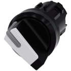 SIEMENS - SIE3SU10022BF600AA0 Selettore, illuminabile, 22 mm, rotondo, in plastica, colore nero, bianco