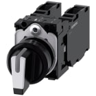 SIEMENS - SIE3SU11002BM601LA0 Selettore, illuminabile, 22 mm, rotondo, in plastica, colore nero, bianco, 2 x 1NO+1NC