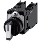 SIEMENS - SIE3SU11002BM603LA0 Selettore, illuminabile, 22 mm, rotondo, in plastica, colore nero, bianco, 2 x 1NO+1NC