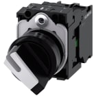 SIEMENS - SIE3SU11032BF601BA0 Selettore, illuminabile, 22 mm, rotondo, in plastica, colore nero, bianco, AC 110 V, 1NO