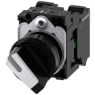 SIEMENS - SIE3SU11002BF603MA0 Selettore, illuminabile, 22 mm, rotondo, in plastica, colore nero, bianco, 1NO+1NC
