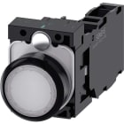 SIEMENS - SIE3SU11060AB601FA0 Pulsante, illuminato, 22 mm, rotondo, in plastica, colore bianco, 1NO+1NC, AC 230 V