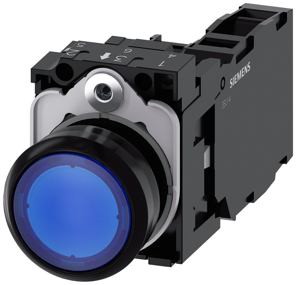 SIEMENS - SIE3SU11020AB501FA0 PULS.LUM.PLAST.BLU MOMENT 1NO+1NC LED24V