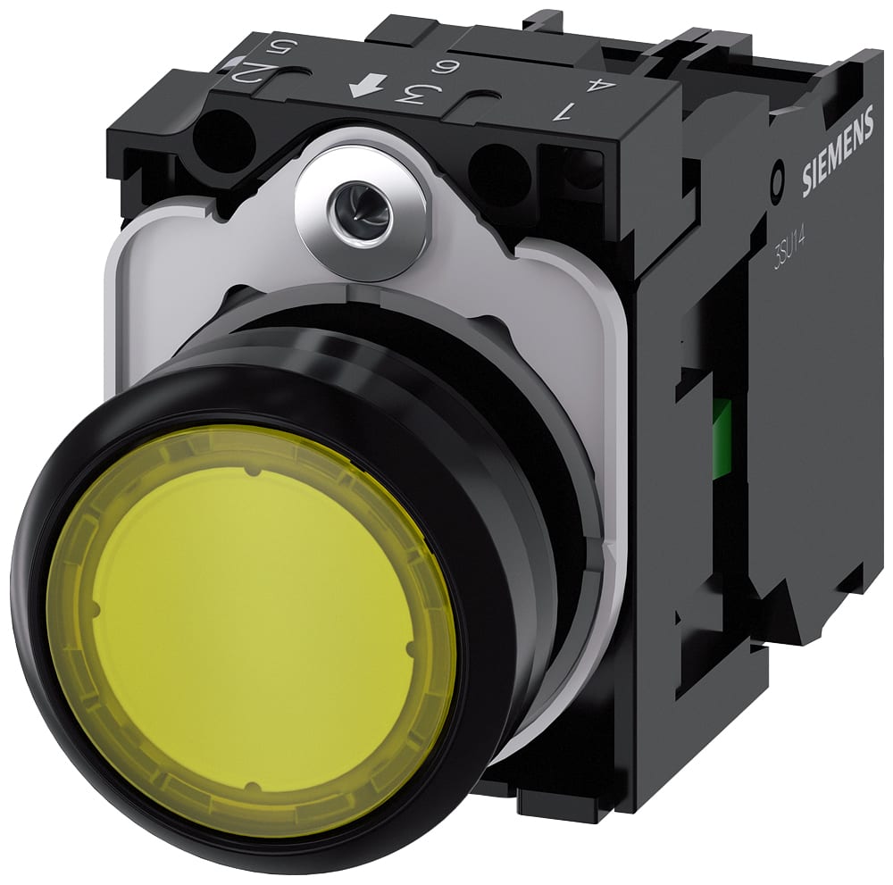 SIEMENS - SIE3SU11020AB301BA0 PULS.LUM.PIATTO GIALLO LED 24V UC 1NA