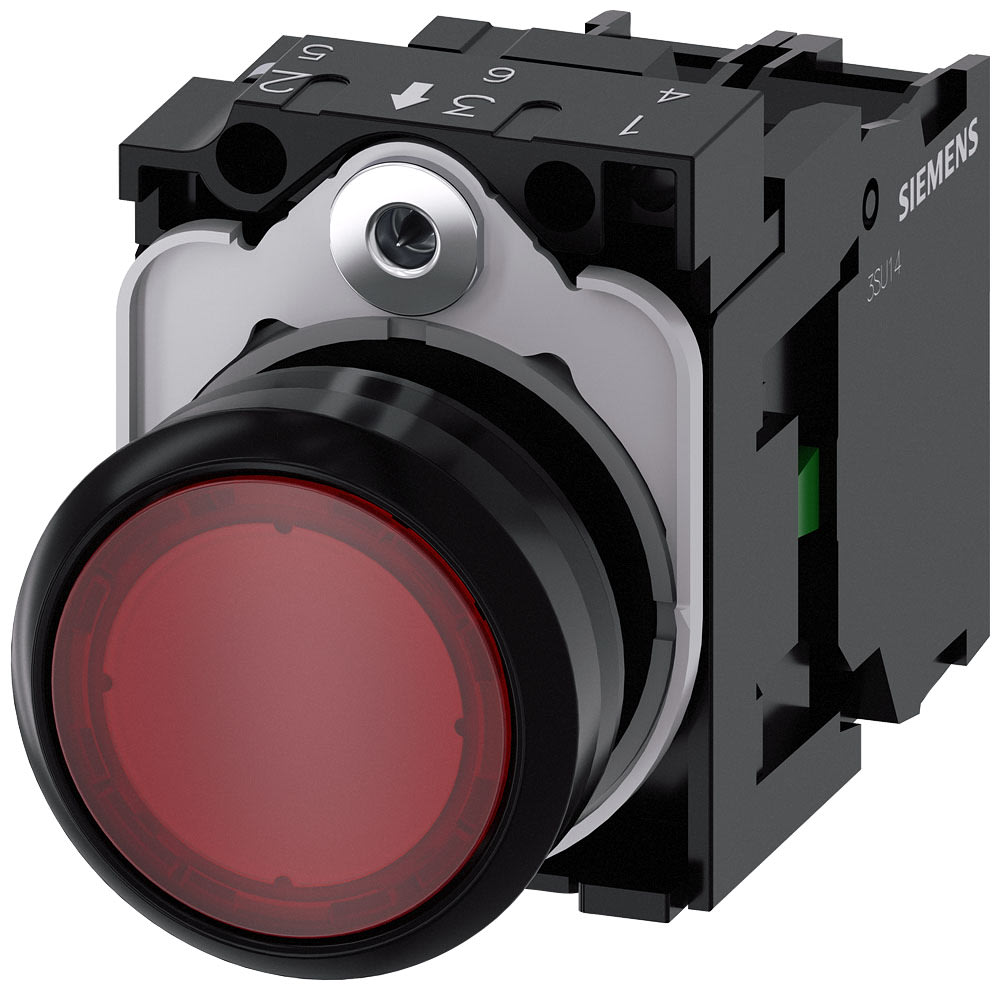 SIEMENS - SIE3SU11020AB201BA0 PULS.LUM.PIATTO ROSSO LED 24V UC 1NA