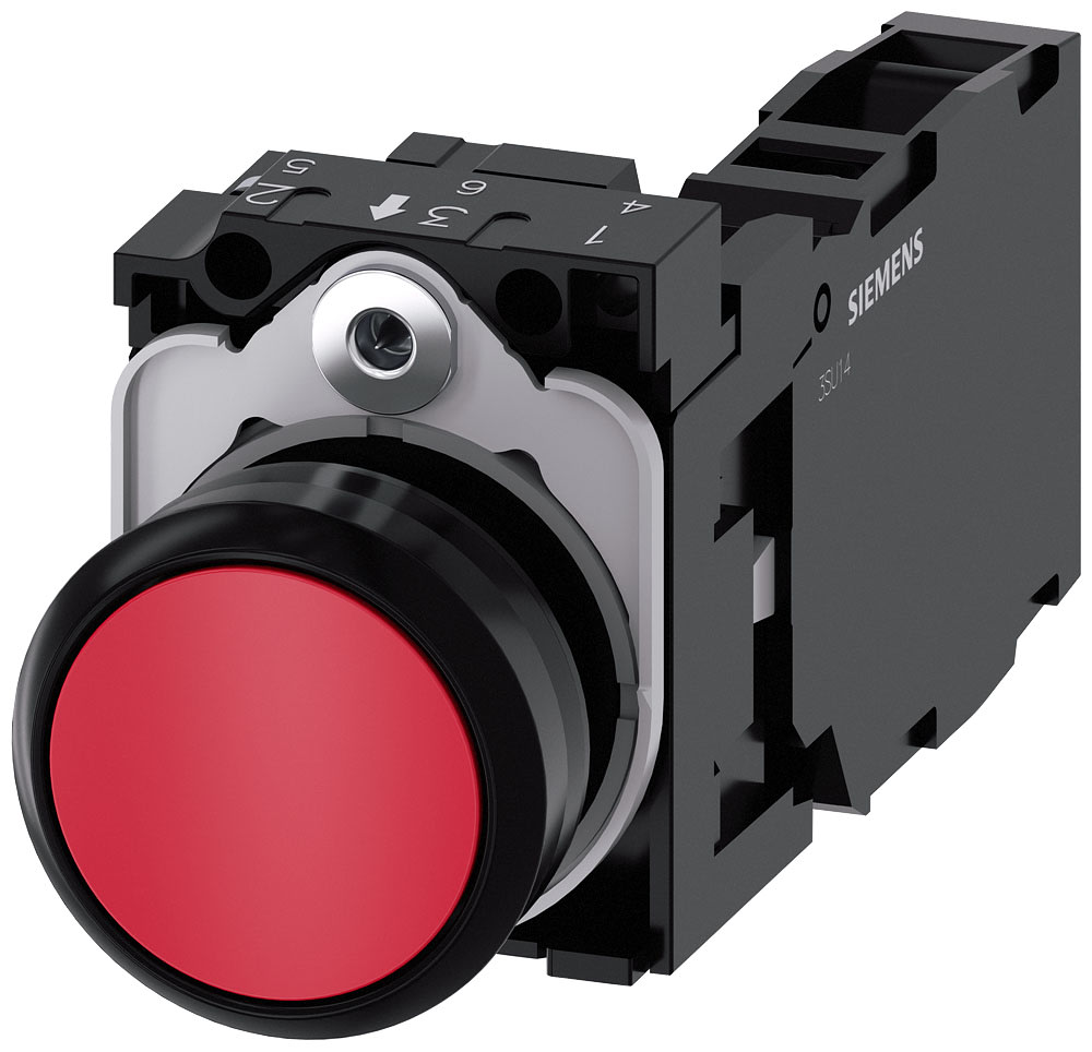 SIEMENS - SIE3SU11000AB201FA0 PULS. MOMENT.PLAST.ROSSO 1NO+1NC VITE