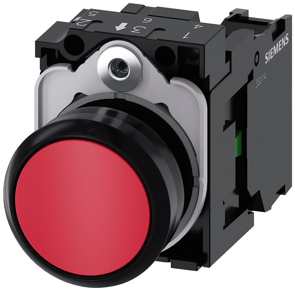 SIEMENS - SIE3SU11000AB201BA0 Pulsante, 22 mm, rotondo, in plastica, colore rosso, bottone, 1NO