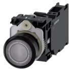 SIEMENS - SIE3SU11020AB703FA0 Pulsante, illuminato, 22 mm, rotondo, in plastica, trasparente, 1NO+1NC, AC/DC 24
