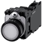 SIEMENS - SIE3SU11030AB603FA0 Pulsante, illuminato, 22 mm, rotondo, in plastica, colore bianco, 1NO+1NC, AC 110 V