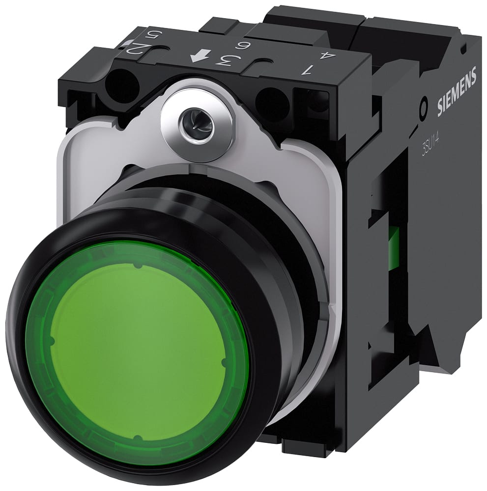 SIEMENS - SIE3SU11030AB403BA0 PULS.LUM.PIATTO VERDE MOLLA 110V AC 1NA