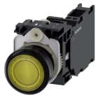 SIEMENS - SIE3SU11060AB303FA0 Pulsante, illuminato, 22 mm, rotondo, in plastica, colore giallo, 1NO+1NC, AC 230 V
