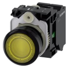 SIEMENS - SIE3SU11020AB303BA0 Pulsante, illuminato, 22 mm, rotondo, in plastica, colore giallo, 1NO, AC/DC 24 V