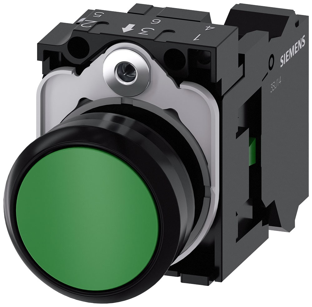 SIEMENS - SIE3SU11000AB403BA0 Pulsante, 22 mm, rotondo, in plastica, colore verde, bottone, 1NO