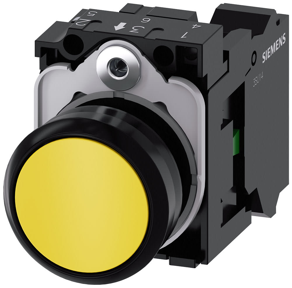 SIEMENS - SIE3SU11000AB303BA0 PULS. PIATTO GIALLO MOLLA 1NA