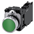 SIEMENS - SIE3SU11500AB403FA0 Pulsante, 22 mm, rotondo, in metallo lucido, colore verde, bottone, 1NO+1NC