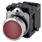 SIEMENS - SIE3SU11530AB203CA0 Pulsante, illuminato, 22 mm, rotondo, in metallo lucido, colore rosso, bottone, 1NC