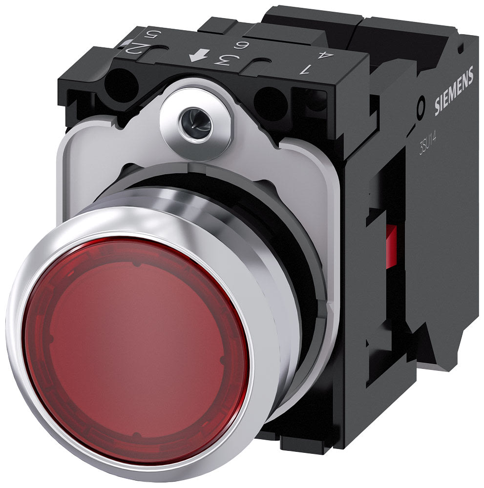 SIEMENS - SIE3SU11520AB203CA0 PULS.LUM.PIATTO ROS.MOLLA LED 24V UC 1NC