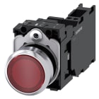 SIEMENS - SIE3SU11530AB203FA0 Pulsante, illuminato, 22 mm, rotondo, in metallo lucido, colore rosso, bottone, 1NO+1NC