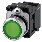 SIEMENS - SIE3SU11560AB403BA0 Pulsante, illuminato, 22 mm, rotondo, in metallo lucido, colore verde, 1NO