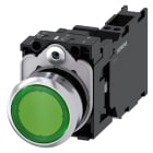 SIEMENS - SIE3SU11560AB403FA0 Pulsante, illuminato, 22 mm, rotondo, in metallo lucido, colore verde, 1NO+1NC