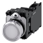 SIEMENS - SIE3SU11530AB603FA0 Pulsante, illuminato, 22 mm, rotondo, in metallo lucido, colore bianco, bottone, 1NO+1NC