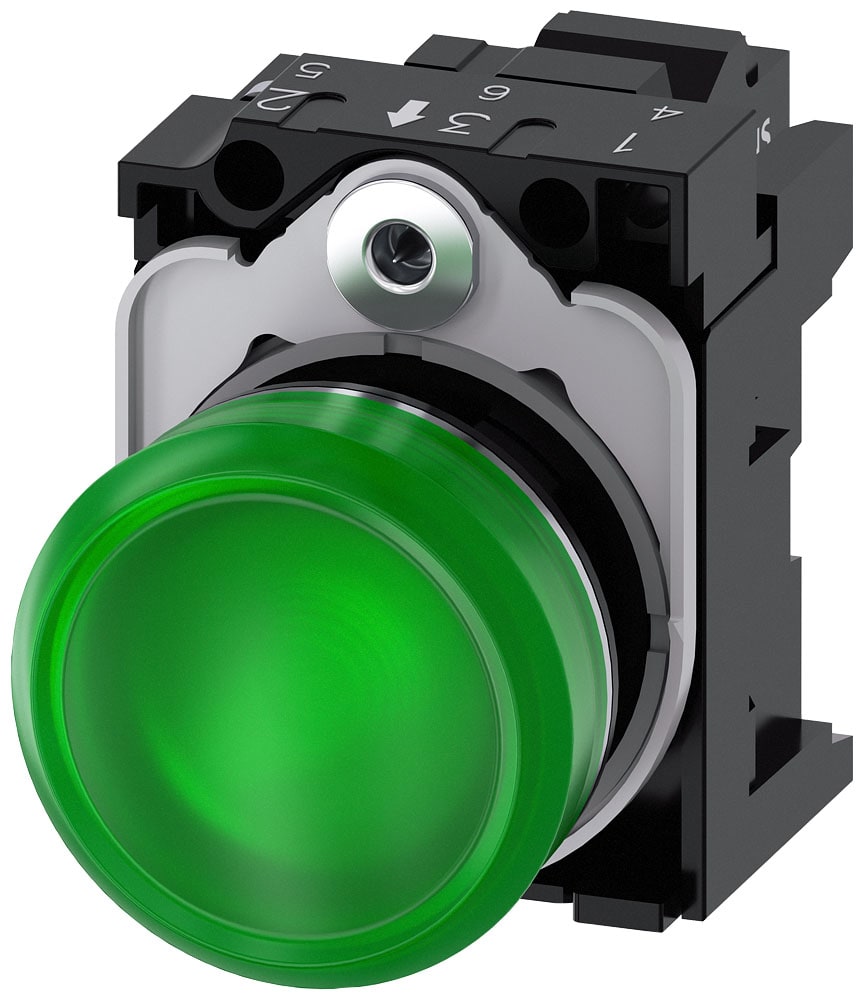 SIEMENS - SIE3SU11526AA403AA0 IND.LUM.VERDE LENTE LISC.MOLL.LED 24V UC