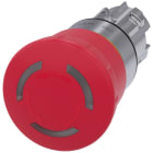 SIEMENS - SIE3SU10511HB200AA0 Pulsante a fungo di ARRESTO DI EMERGENZA, illuminato, 22 mm, rotondo, in metallo lucido, colore rosso, 40 mm