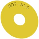 SIEMENS - SIE3SU19000BC310AS0 Targhetta con dicitura rotonda per pulsante a fungo di ARRESTO DI EMERGENZA, colore giallo, diametro esterno 75 mm, I