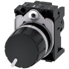 SIEMENS - SIE3SU12002PU101AA0 Potenziometro, 22 mm, rotondo, in plastica, colore nero, 100 kOhm, con supporto