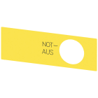 SIEMENS - SIE3SU19000BE310AS0 Targhetta con dicitura per pulsante a fungo di arresto di emergenza, colore giallo, iscrizione: Not-Halt