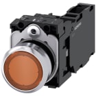 SIEMENS - SIE3SU11520AB001FA0 Pulsante, illuminato, 22 mm, rotondo, in metallo lucido, colore ambra, bottone, 1NO+1NC