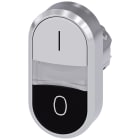 SIEMENS - SIE3SU10513AB610AK0 Pulsante doppio, illuminato, 22 mm, rotondo, in metallo lucido, colore bianco: I, colore nero: O