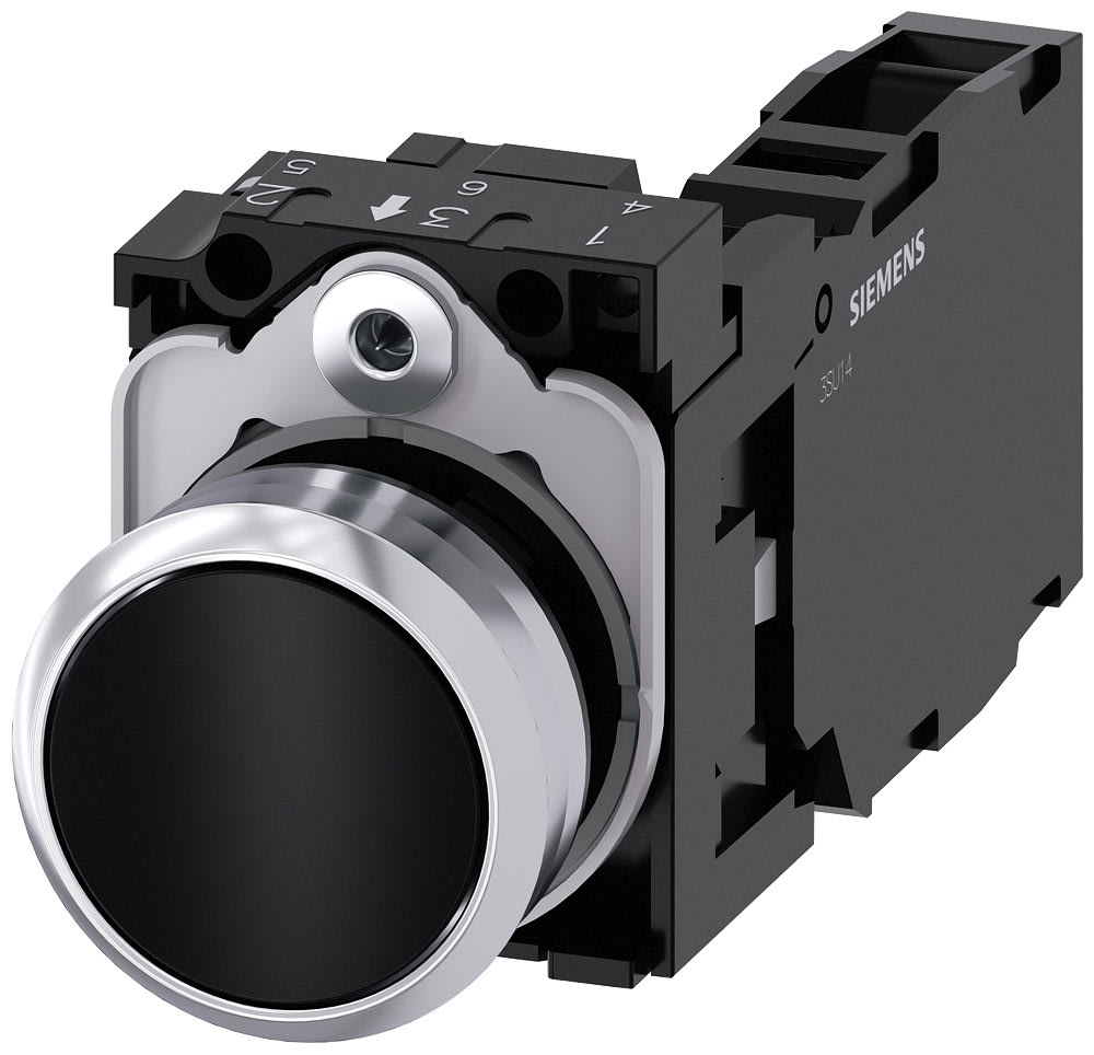SIEMENS - SIE3SU11500AB101FA0 PULS.PIATTO MOMENT MET NERO 1NO+1NC VITE
