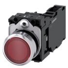 SIEMENS - SIE3SU11530AB201FA0 Pulsante, illuminato, 22 mm, rotondo, in metallo lucido, colore rosso, bottone, 1NO+1NC