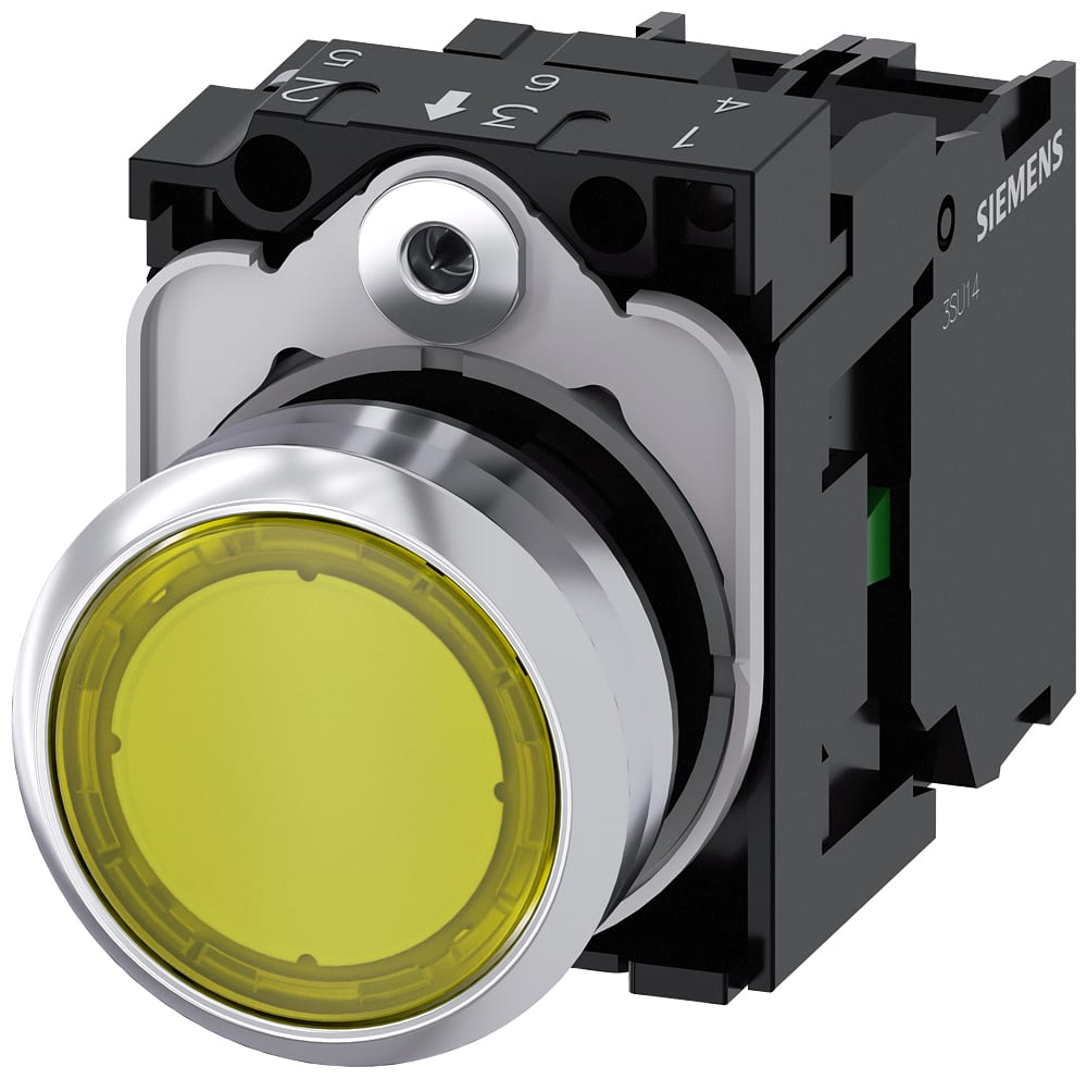 SIEMENS - SIE3SU11530AB301BA0 PULS.LUM.PIATTO GIALLO LED 110V AC 1NA