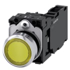 SIEMENS - SIE3SU11530AB301FA0 Pulsante, illuminato, 22 mm, rotondo, in metallo lucido, colore giallo, bottone, 1NO+1NC