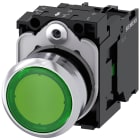 SIEMENS - SIE3SU11560AB401BA0 Pulsante, illuminato, 22 mm, rotondo, in metallo lucido, colore verde, 1NO