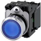 SIEMENS - SIE3SU11560AB501BA0 Pulsante, illuminato, 22 mm, rotondo, in metallo lucido, colore blu, 1NO