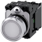 SIEMENS - SIE3SU11560AB601BA0 Pulsante, illuminato, 22 mm, rotondo, in metallo lucido, colore bianco, 1NO