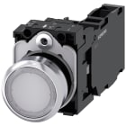 SIEMENS - SIE3SU11520AB601FA0 Pulsante, illuminato, 22 mm, rotondo, in metallo lucido, colore bianco, bottone, 1NO+1NC