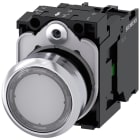 SIEMENS - SIE3SU11520AB701BA0 Pulsante, illuminato, 22 mm, rotondo, in metallo lucido, trasparente, bottone, 1NO
