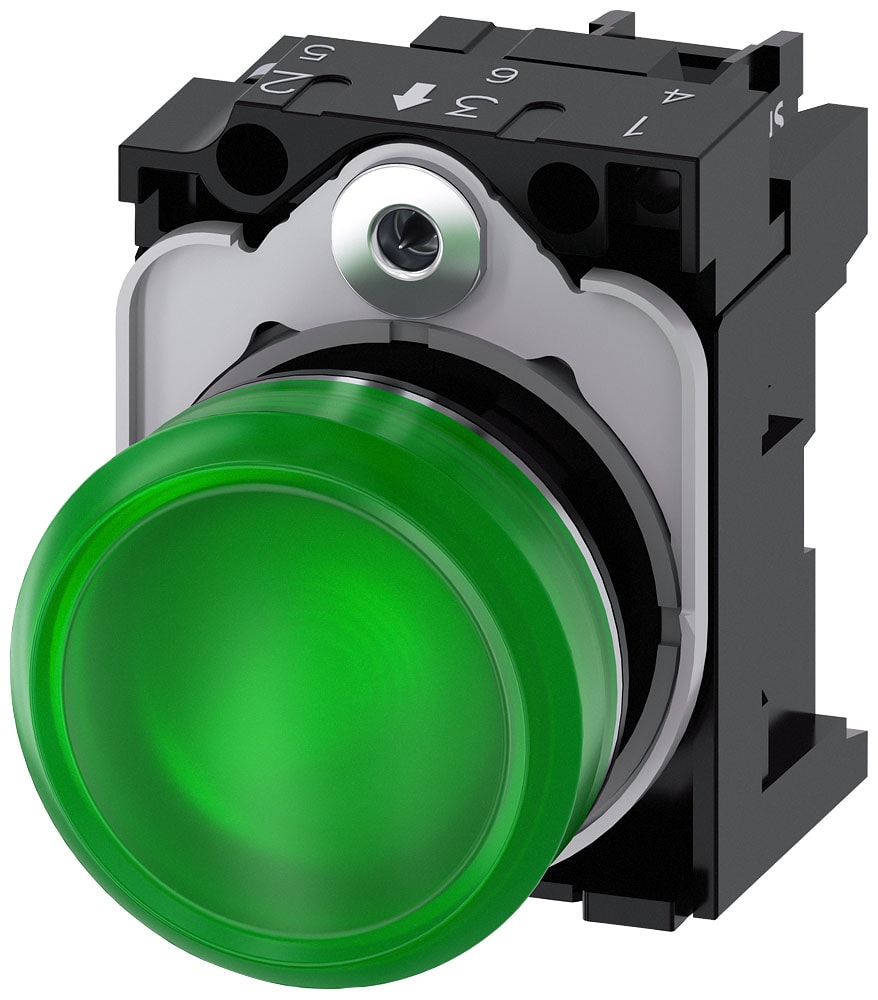 SIEMENS - SIE3SU11566AA401AA0 IND.LUM.VERDE LENTE LISCIA LED 230V AC