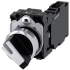 SIEMENS - SIE3SU11502BF601FA0 Selettore, illuminabile, 22 mm, rotondo, in metallo lucido, bianco, 1NO+1NC