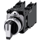 SIEMENS - SIE3SU11502BM603LA0 Selettore, illuminabile, 22 mm, rotondo, in metallo lucido, bianco, 2x1NO+1NC